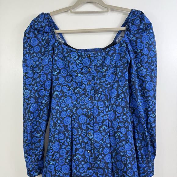 New DE LORETA Pique Dress in Camelia XS Mini Puff Sleeve Smocked Full Button - Picture 3 of 16